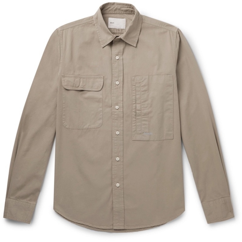 New Adsum Workshirt Logo-Embroidered Cotton-Twill Shirt - Neutrals by Adsum